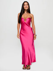 Cyprian Strapless Maxi Dress Hot Pink