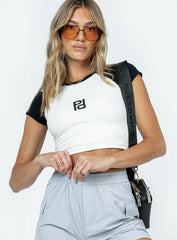 Club Polly Baby Tee White / Black