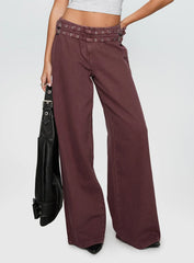 Baccarat Mid Rise Wide Leg Belted Pant Chocolate