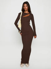 Gyselle Long Sleeve Maxi Dress Brown
