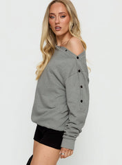 Hazle Stud Detail Off Shoulder Jumper Grey