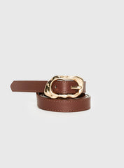 Capeside Faux Leather Belt Brown / Gold