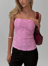 Star Quality Strapless Ruched Top Pink