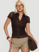 Melaniya Button Up Top Chocolate