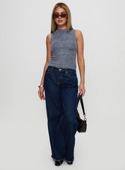 Get It Together High Neck Top Blue Marle