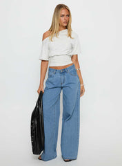 Supercut Low Rise Baggy Pleat Jeans Light Blue Wash