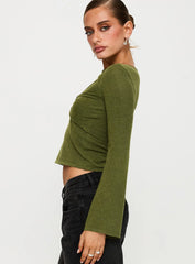 Giordani Long Sleeve Twist Top Moss Green