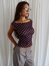 Cheirosa Off Shoulder Top Chocolate / Pink