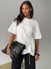 Agnessa Ruched Detail Oversized Tee White