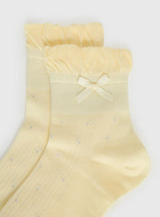 Ceyla Frill Socks Yellow Polka
