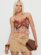 Loraleigh Lace Trim Cami Top Orange Multi