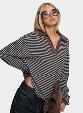 Rigbys Collared Jumper Brown / Blue Stripe
