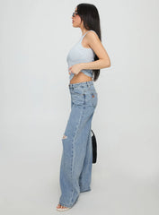 Kadison Low Rise Straight Leg Jeans Mid Wash Blue