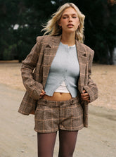 Ayvanna Oversized Blazer Brown Plaid