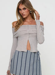 Victorea Off Shoulder Top Grey