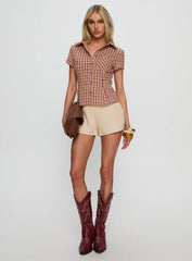 Alma Mater Top Red Check