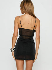 Keyara Drape Ruched Mini Dress Black