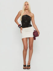 Azzurra Bead Detail Arrowneck Top Black