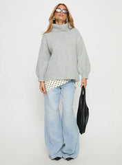 Let Love In Knit Sweater Grey