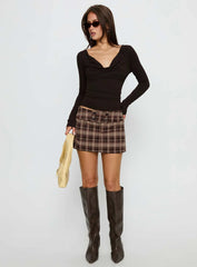 Kammy Long Sleeve Cowl Neck Top Espresso