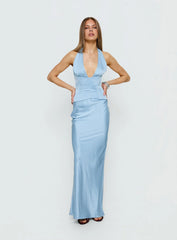 In A Trance Halter Corset Maxi Dress Blue