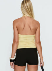 Eye Candy Ruched Halter Top Lemon