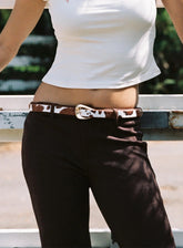 Wild Wild West Faux Suede Belt Cow / Gold