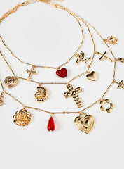 Cash Out Layered Charm Necklace Gold