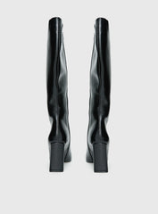Sawyer Knee High Boots Black Crinkle