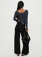 Colemane Mid Rise Wide Leg Jeans Black