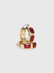 Gabrianna Hoop Earrings Gold Red