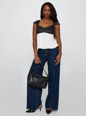 Think About It Cap Sleeve Top Black White