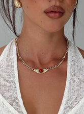 No Place Like Home Necklace Gold Red