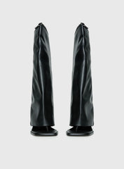 Burning Daylight Open Toe Knee High Boots Black