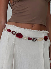 Felon Beaded Chain Belt Gold Red