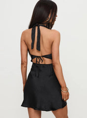 Mysteria Halter Mini Dress Black