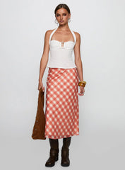 Living Color Maxi Skirt Orange Gingham