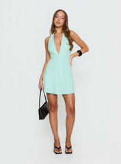 Hollywood Hills Plunge Neck Playsuit Turquoise