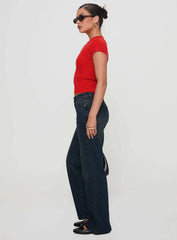 Cybele Mid Rise Straight Leg Jeans Dark Denim