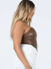 Jessica PU Bustier Brown