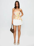 Heidan Strapless Top Red Floral