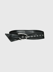 Sirena Faux Leather Belt Black Silver