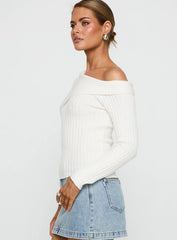 Jaybell Cold Shoulder Sweater White