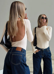 Mayok Long Sleeve Bodysuit Beige