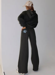 Princess Polly Stargirl Wide Leg Sweat Pants Charcoal