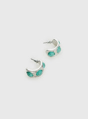 Endellion Hoop Earrings Silver Turqouise