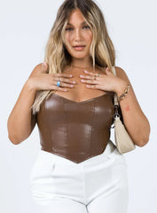 Jessica PU Bustier Brown