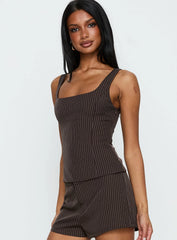 Party Invitations Tailored Top Brown Pinstripe