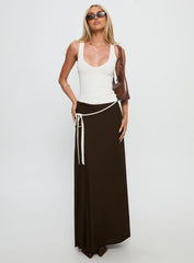 Keirah Contrast Wrap Maxi Skirt Chocolate White