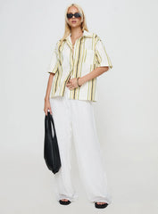 Karyn Top White Yellow Stripe